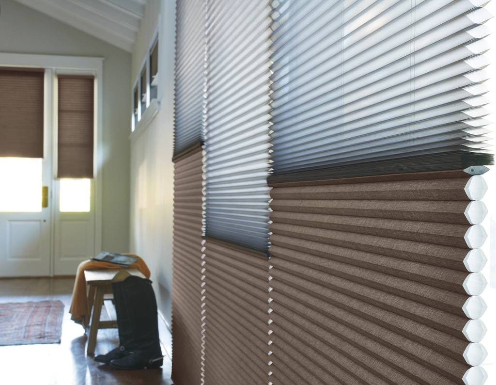 Hunter Douglas Duette® Cellular Shades decorating hallway windows and sidelights near Johnson City, Tennessee (TN)