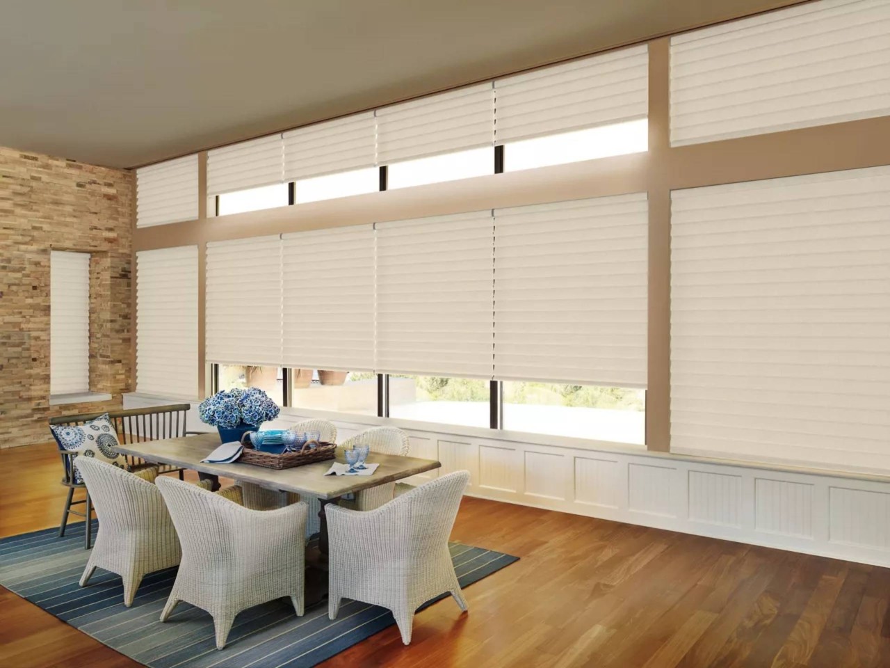 Hunter Douglas Vignette® Roman Shades in a Modern Dining Room at All About Blinds near Johnson City, TN